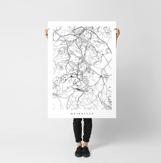 plakaty Wałbrzych - mapa Wałbrzycha - plakat z mapą