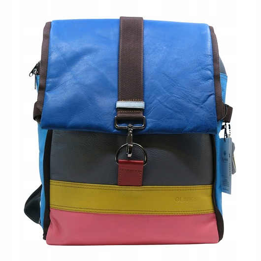 plecaki Plecak skórzany pojemny stylowy miejski mieści A4 kolorowy wygodny OLIVKA