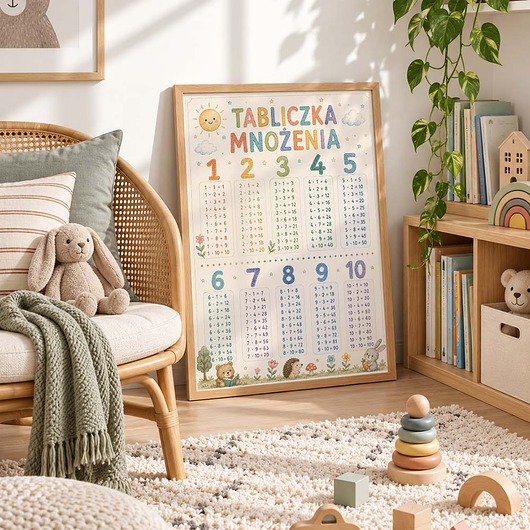 obrazy i plakaty do pokoju dziecięcego Plakat edukacyjny TABLICZKA MNOŻENIA dla chłopca
