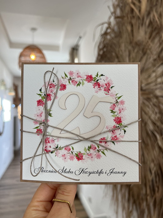kartki scrapbooking Ręcznie robiona kartka z okazji 25. rocznicy ślubu - personalizowana