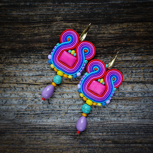 kolczyki soutache Etniczne i kolorowe kolczyki soutache