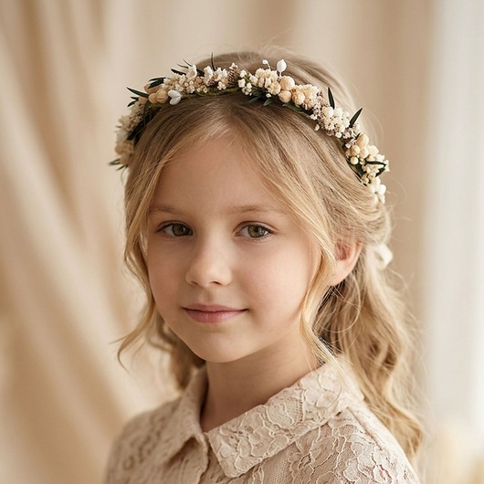 wianki komunijne Delikatny naturalny wianek - suszone kwiaty