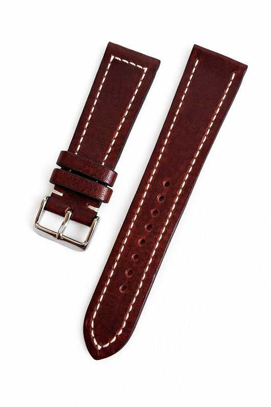 zegarki różne Pasek do zegarka  rozm: 20mm burgundowy z jasną nitką
