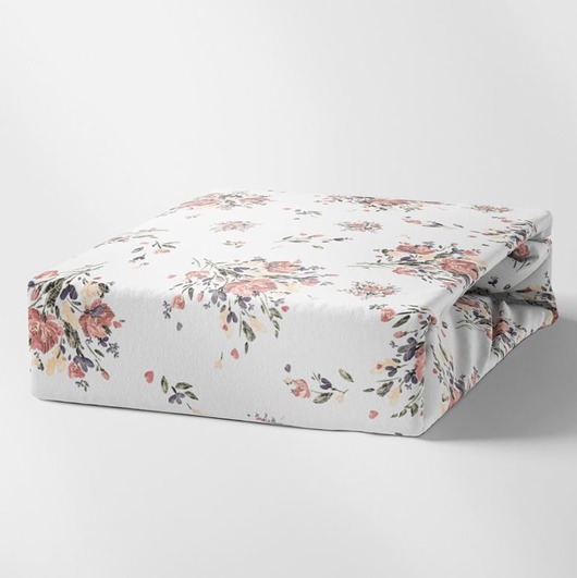 kocyki, kołderki, pościel dla dzieci Prześcieradło z gumką Vintage Flowers 80x40cm PZ