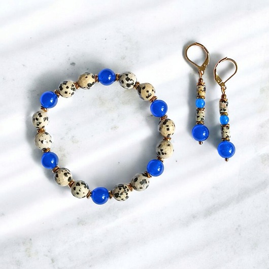 komplet biżuterii RAZEM TANIEJ! jasper collection : bransoletka i kolczyki : jaspis & jadeit