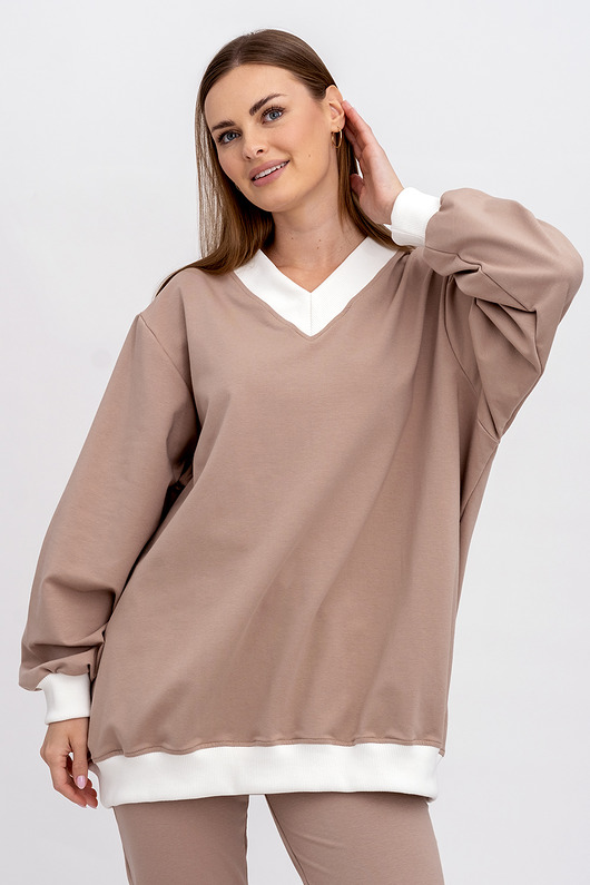 bluza bez kaptura damska Bluza ,,COMFORT" capucino