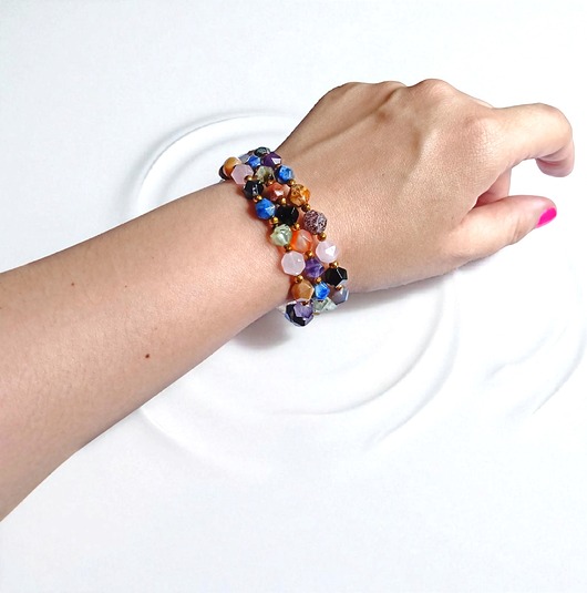 bransoletki z kamieni naturalnych RAZEM TANIEJ! 3 bransoletki: mix kamieni: szlif gwiazdkowy 8mm