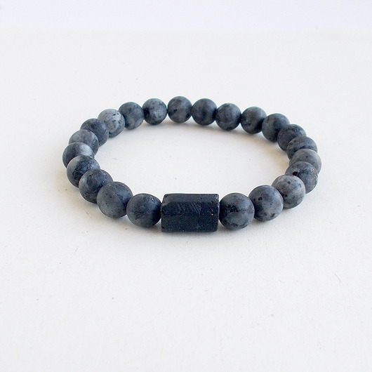 bransoletki z kamieni naturalnych Turmalin i larvikit 8 mm Bransoletka