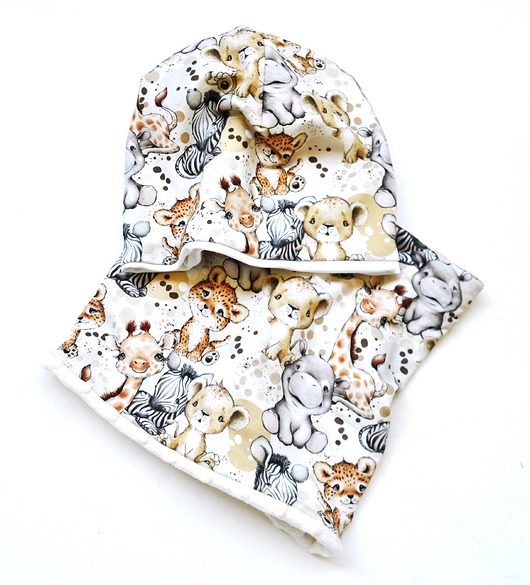 czapki dziecięce Komplet _ czapka BEANIE i komin_ZWIERZAKI
