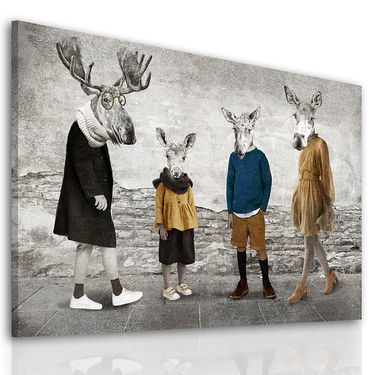 obrazy OBRAZ NA PŁÓTNIE-RODZINA ŁOSI-120x80