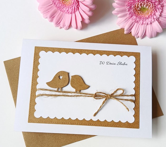kartki scrapbooking Kartka ślubna minimalistyczna