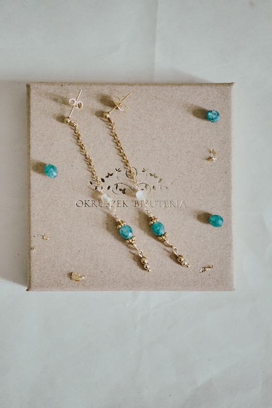 kolczyki z kamieniami Kolczyki Persepolis z jadeitem i cytrynem