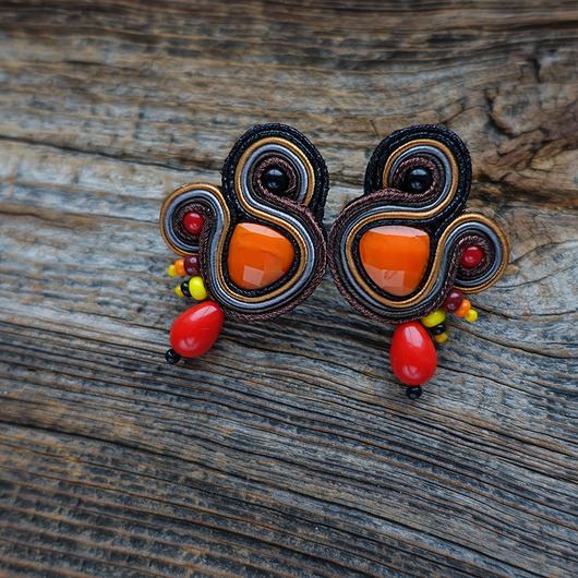 kolczyki soutache Autumn Garden - etniczne kolczyki soutache