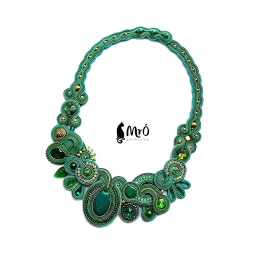 Isobelle zielono-złoty naszyjnik Soutache ! Mró Soutache