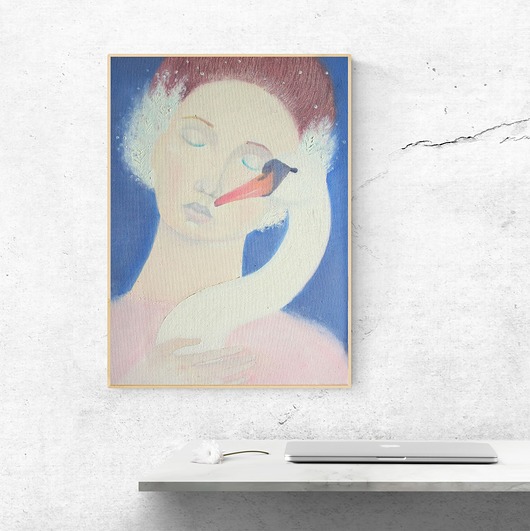 Plakat autorski "Dziewczyna z łabędziem" Mariia Pasiechko