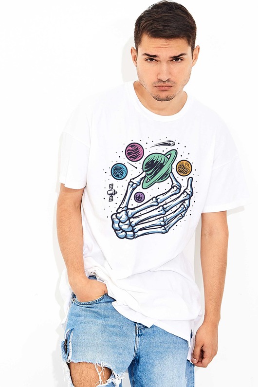 t-shirty męskie Koszulka z nadrukiem Dłoń w kosmosie