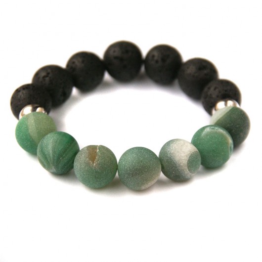 agat DRUZY mrożony GREEN & czarna lawa kaktusia