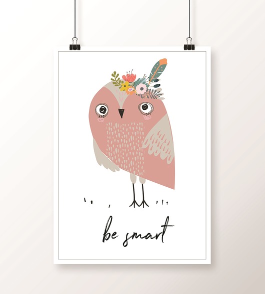 Plakat A3 MĄDRA SOWA obrazek z sową Well Wall