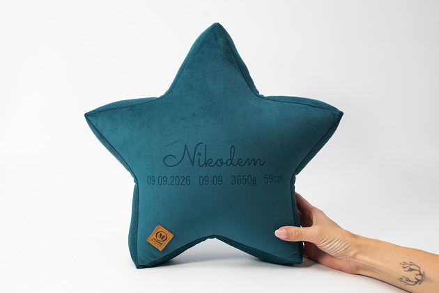 poduszki do pokoju dziecka Personalizowana Poduszka Gwiazdka z Metryczką Urodzenia Dziecka