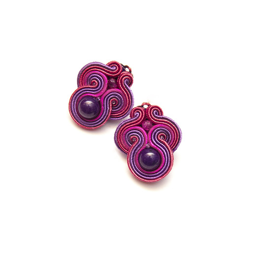 Zamówienie: kolczyki soutache- fiolet, róż maanuela