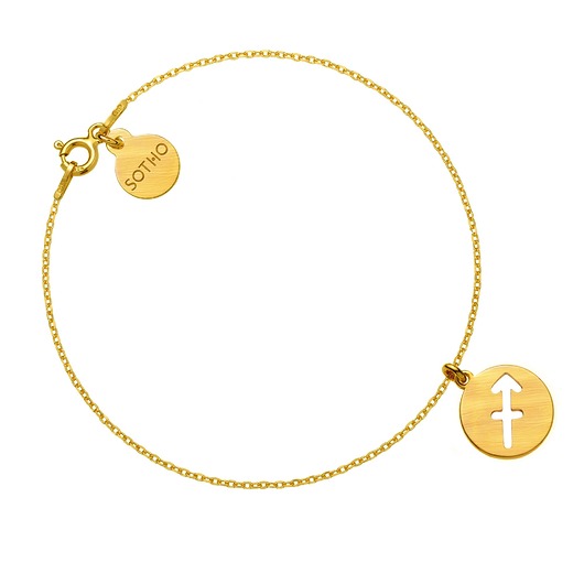 srebrne naszyjniki Złota matowa bransoletka z zodiakiem Strzelca