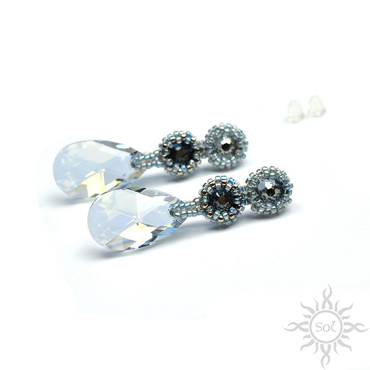 kolczyki swarovski Blue Shade, kolczyki z kryształami Swarovskiego, beading