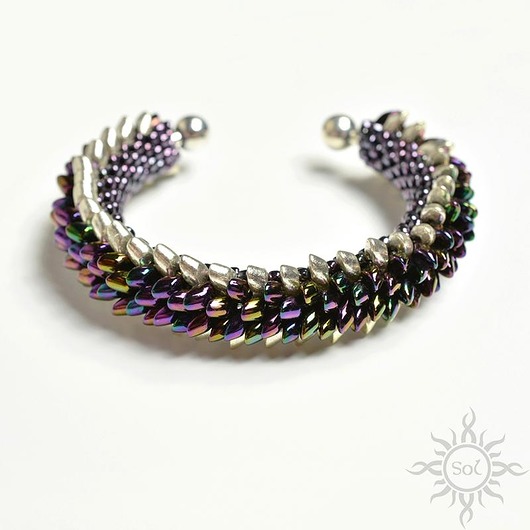 bransoletki ze szkła Synir, smocza bransoleta cuff, beading