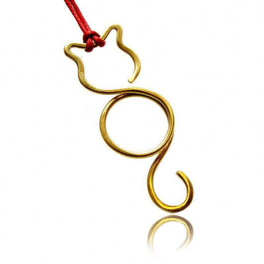 Kot druciany - brass - wisiorek SHEandHE