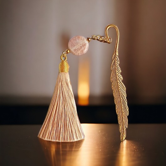 zakładki do książek Zakładka PREMIUM : kamień słoneczny : beż i złoto