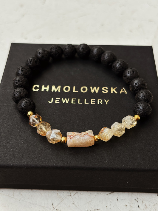 biżuteria męska Bransoletka męska Cytryn i Lawa