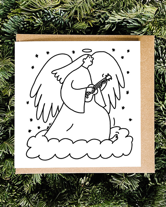 kartki świąteczne Anioł z ukulele