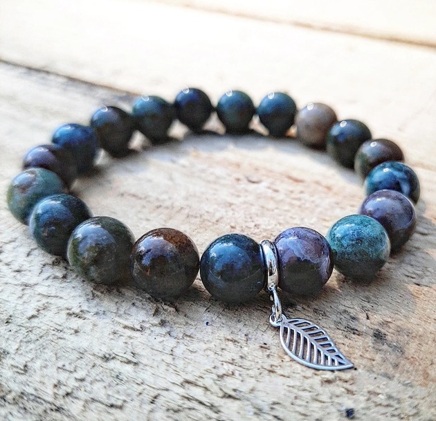 bransoletki z kamieni naturalnych Liść w pięknym agacie