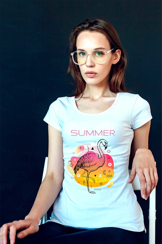 Koszulka organiczna z nadrukiem Summer flamingo ART ORGANIC