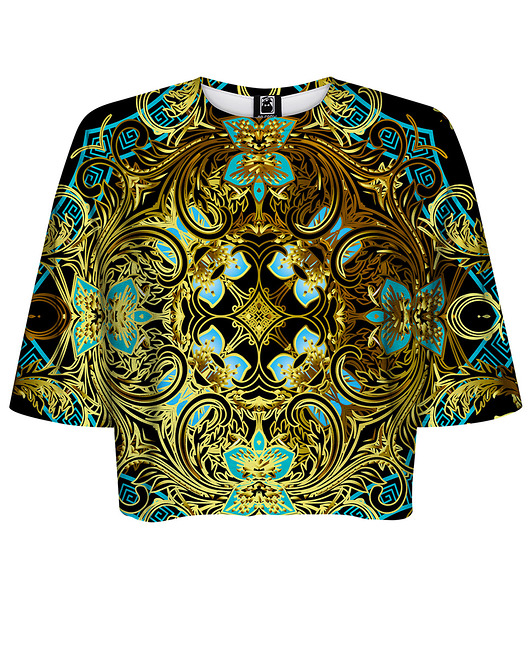 t-shirt damskie DR.CROW T-shirt Krótki CROP Golden Damascus
