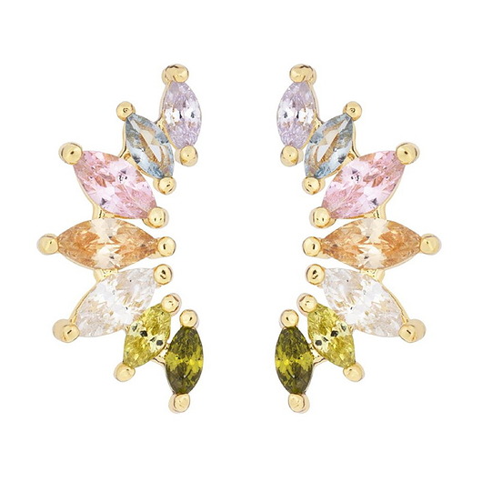 kolczyki pozłacane Kolczyki cyrkonie  kolorowe srebro 925 pozłacane