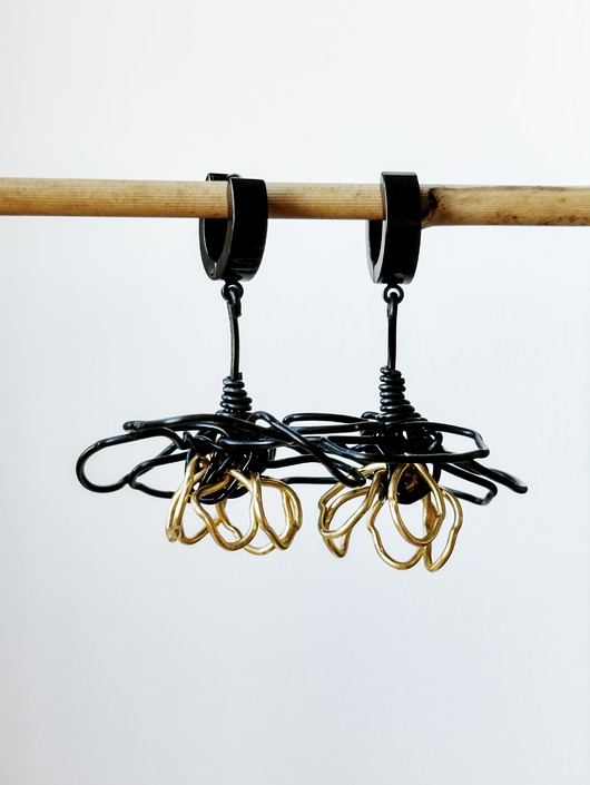 kolczyki wire wrapping Kolczyki z drutu, kolczyki-kwiaty, kwiatowe kolczyki