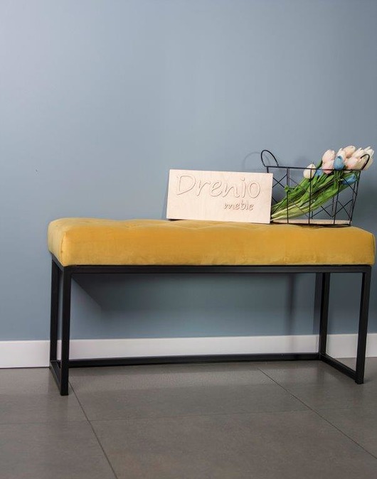 Ławka do przedpokoju industrialna Stelaż metalow 70x35cm Drenio Meble