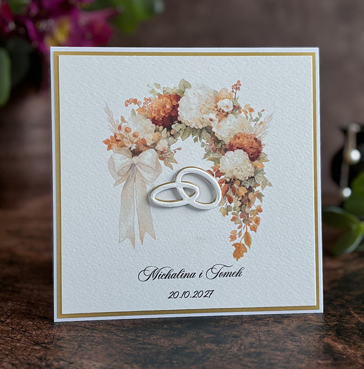 zaproszenia i kartki na ślub Personalizowana kartka ślubna z kopertą WEDDING CHARM ALLURE, WA32b