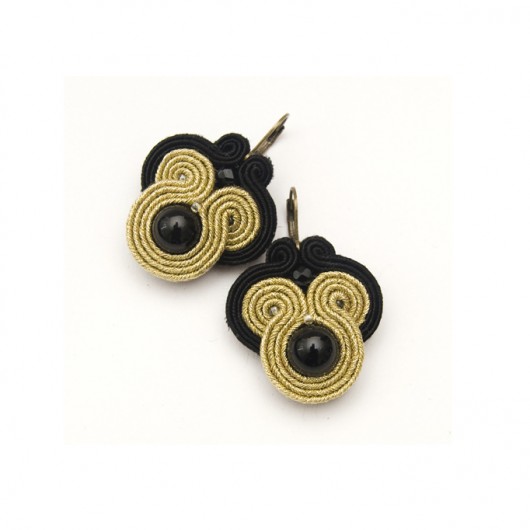 Soutache: klasyczne kolczyki - czerń i złoto maanuela
