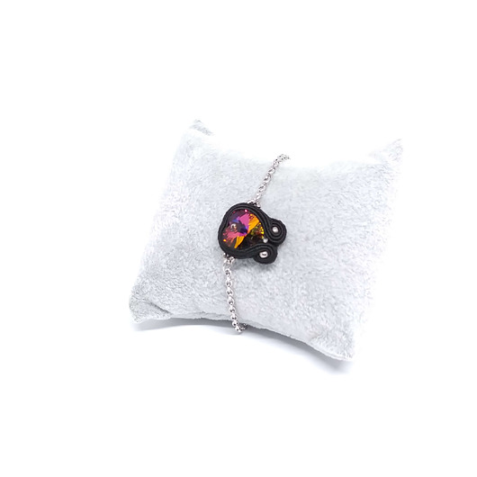 bransoletki soutache Bransoletka sutasz z sercem Swarovski - volcano