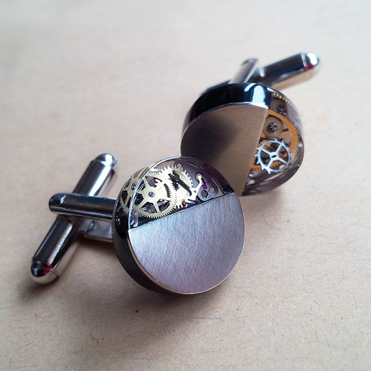 Minimalistyczne spinki do  mankietów steampunk Scradeus