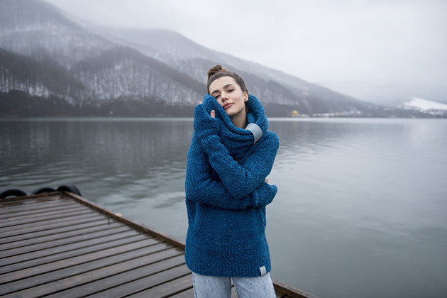 swetry damskie  Sweter Boucle Morski