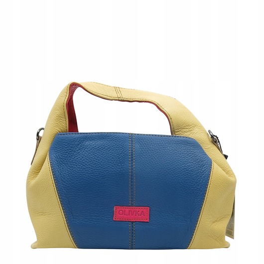 torby na ramię Torebka damska skórzana do ręki ze skrawków skór elegancka kolorowa OLIVKA