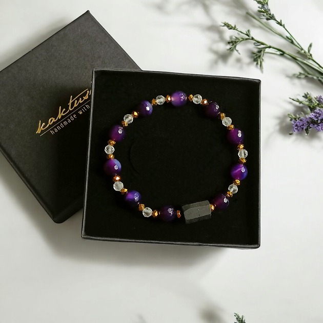 bransoletki z kamieni naturalnych OSTATNIA! OCHRONA oczyszczenie RÓWNOWAGA : turmalin, kryształ górski, agat