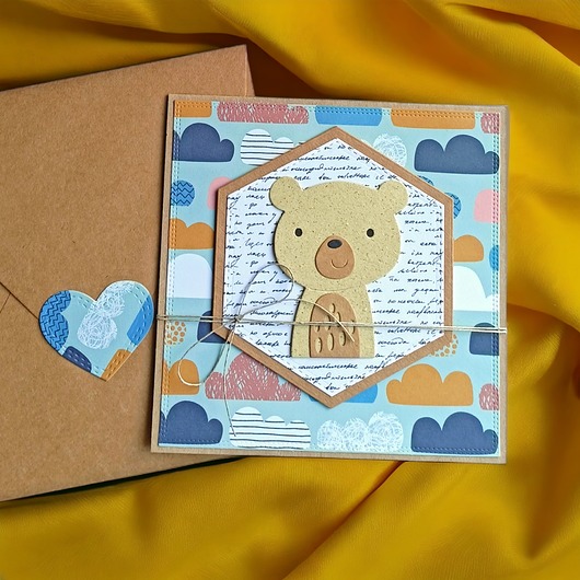 kartki scrapbooking MIŚ chmurkowy : kartka na urodziny, roczek