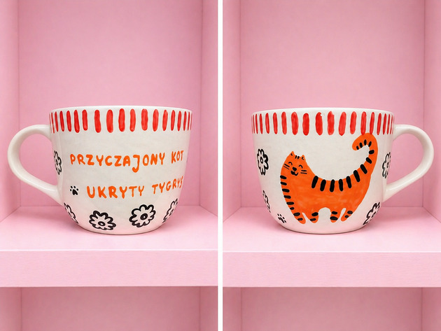 kubki Kubek z kocim łobuzem z ukrytym tygrysem w sercu