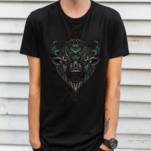 t-shirty męskie Koszulka organiczna z nadrukiem Etniczn bizon