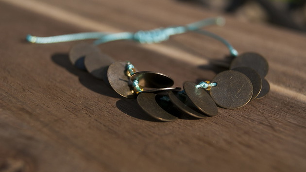 bransoletki na sznurku Bransoletka Antique Brass&Desert Sand&Turquoise