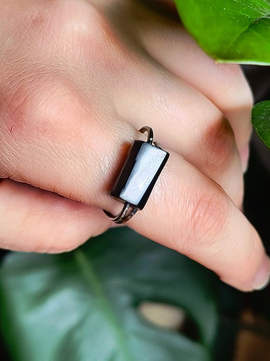 pierścionki srebrne Pierścionek srebro z czarnym turmalinem BLACK amulet rozmiar 18