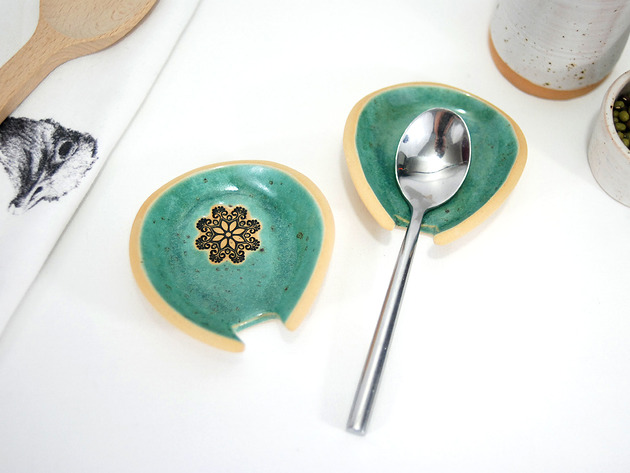 Ceramiczna podstawka do kuchni - turkus 10FingersArt